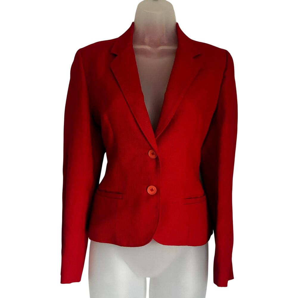 Vintage Inspired RAPHAELO Red Blazer Women’s Size 10 Cropped 2 Button Textured